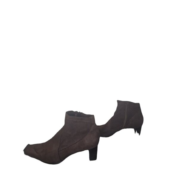 Franco Sarto Ankle Boots Women Sz 7 Brown Suede Zip Up Winter Boho Designer Work - Picture 6 of 6